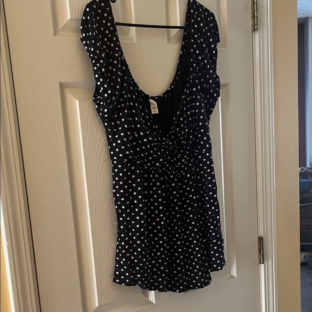 Cato Black and White Polka Dot Blouse